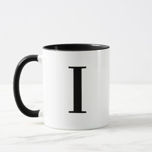 Personalisierter moderner schwarzer Monogramm-Buch Tasse (Links)