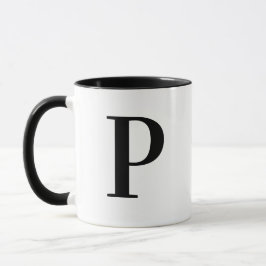 Personalisierter moderner schwarzer Monogramm-Buch Tasse