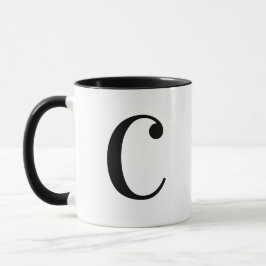 Personalisierter moderner schwarzer Monogramm-Buch Tasse