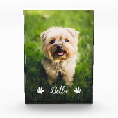 Personalisierter, moderner Script Paw Prints Dog Fotoblock (Vorderseite)