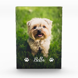 Personalisierter, moderner Script Paw Prints Dog Fotoblock
