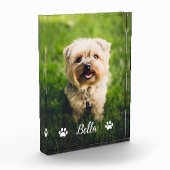 Personalisierter, moderner Script Paw Prints Dog Fotoblock (Links)