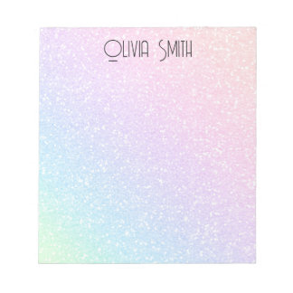 Personalisierter moderner Sweet Rainbow Glitzer No Notizblock