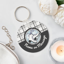 Personalisierter moderner Tartan Ice Skate Schlüsselanhänger