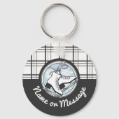 Personalisierter moderner Tartan Ice Skate Schlüsselanhänger (Vorderseite)