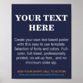 Personalisierter moderner Text blau Poster (Vorne)