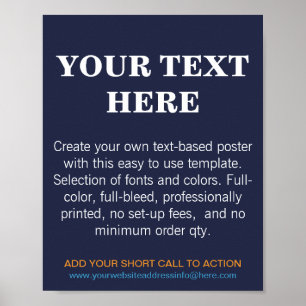 Personalisierter moderner Text blau Poster