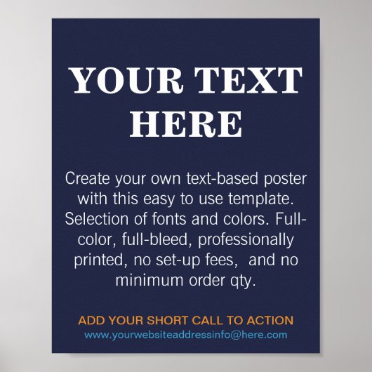 Personalisierter moderner Text blau Poster (Vorne)