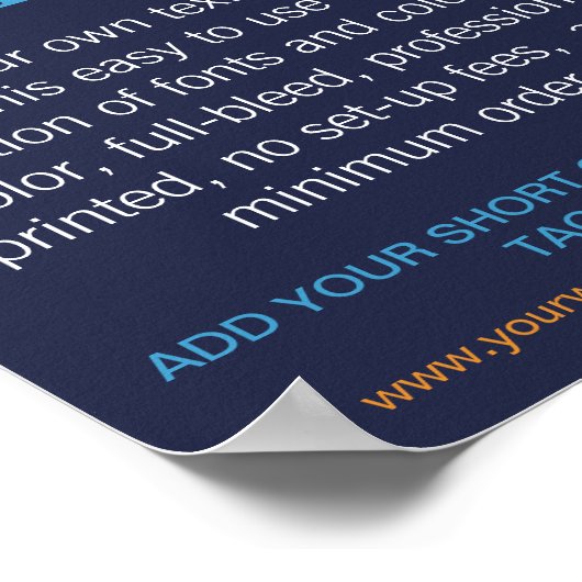 Personalisierter moderner Text Blau Poster (Ecke)