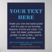 Personalisierter moderner Text Blau Poster (Vorne)