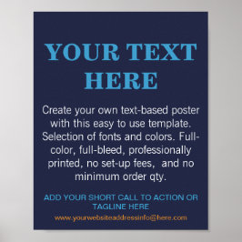 Personalisierter moderner Text Blau Poster