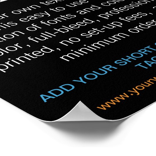 Personalisierter moderner Text schwarz Poster (Ecke)