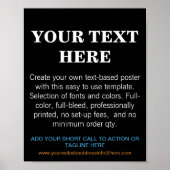 Personalisierter moderner Text schwarz Poster (Vorne)