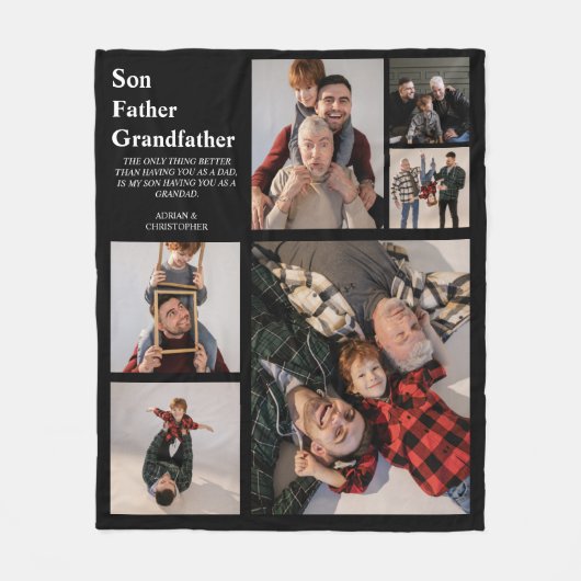 Personalisierter moderner Vater | 6 FOTO Fleecedecke (Vorderseite)