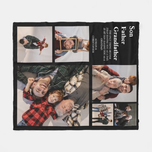 Personalisierter moderner Vater | 6 FOTO Fleecedecke (Vorderseite (Horizontal))