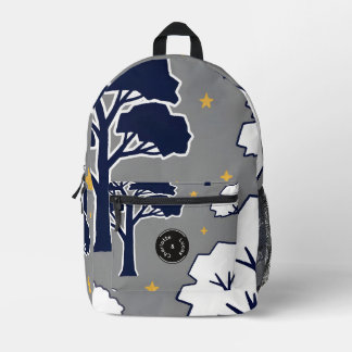Personalisierter moderner Waldbaum und Stern Bedruckter Rucksack