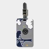 Personalisierter moderner Waldbaum und Stern Gepäckanhänger (Vorderseite vertikal)
