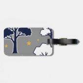 Personalisierter moderner Waldbaum und Stern Gepäckanhänger (Rückseite horizontal)