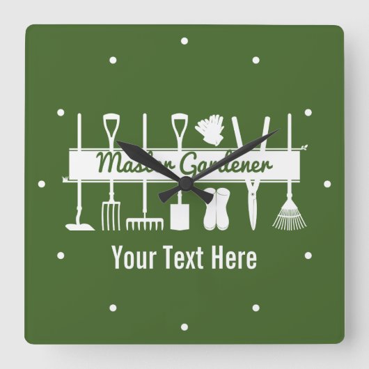 Personalisierter moderner Waldgärtner Quadratische Wanduhr (Vorderseite)