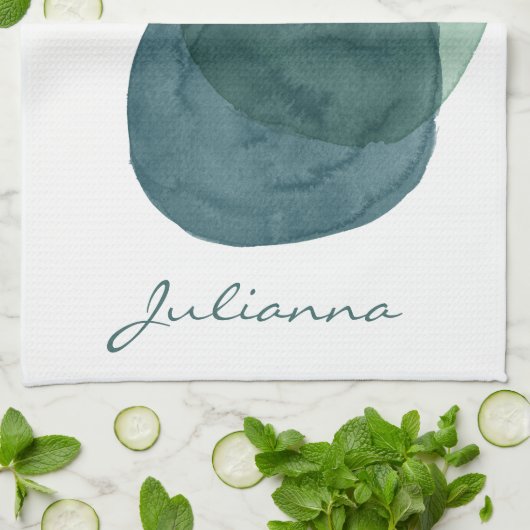 Personalisierter moderner Wasserfarbkreis Abstrakt Geschirrtuch (Gefaltet)