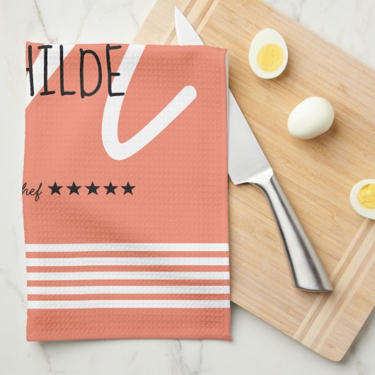 Personalisierter, moderner weißer, eleganter Monog Geschirrtuch (Viertel Falte)