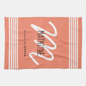 Personalisierter, moderner weißer, eleganter Monog Geschirrtuch (Horizontal)