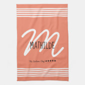 Personalisierter, moderner weißer, eleganter Monog Geschirrtuch (Vertikal)