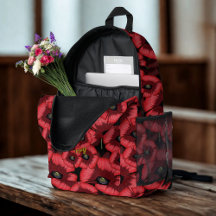 Personalisierter Mohnmuster-Roter Blumen-Rucksack