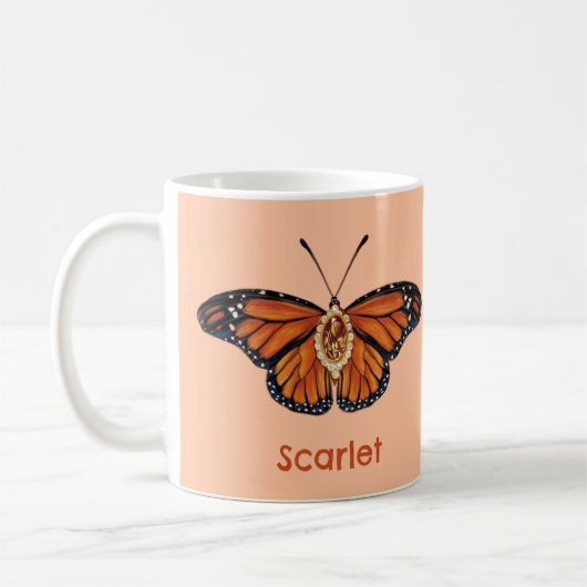 Personalisierter Monarch Butterfly im November Kaffeetasse (Links)