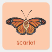 Personalisierter Monarch Butterfly im November Quadratischer Aufkleber (Vorderseite)