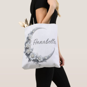 Personalisierter Mond-Göttinnen-Name mit floralem Tasche