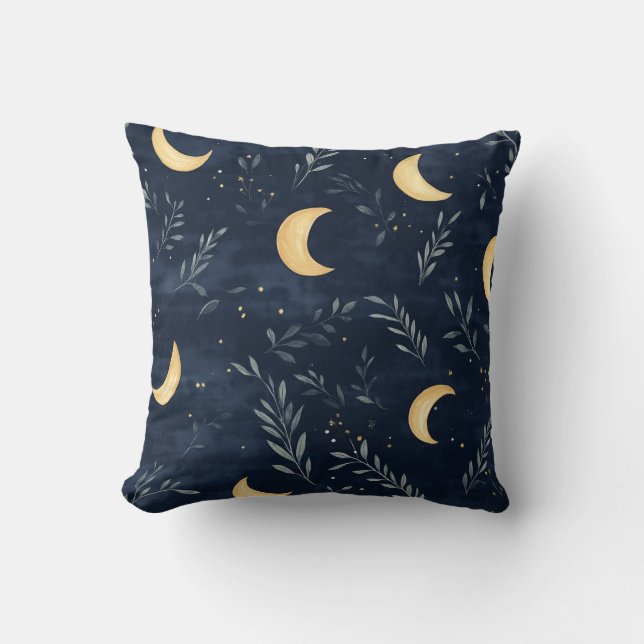 Personalisierter Mond und Blätter Kissen (Vorderseite)