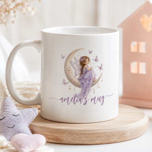 Personalisierter Mondfee-Name | Lavendel-Schmetter Kaffeetasse