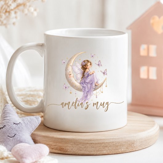 Personalisierter Mondfee-Name | Lavendel-Schmetter Kaffeetasse