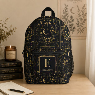 Personalisierter Mondlicht-Botanik-Monogramm-Rucks Bedruckter Rucksack
