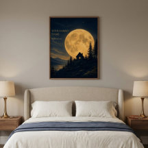 Personalisierter Mondlicht-Hütten-Wandkunst-Druck