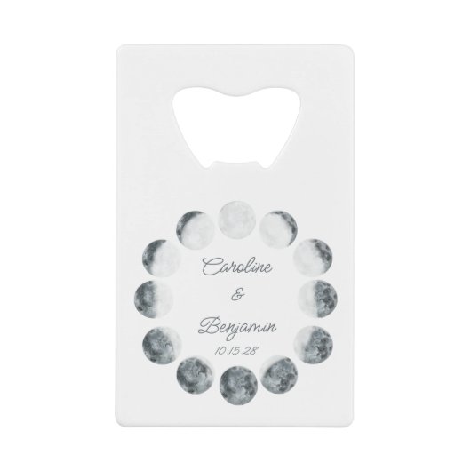 Personalisierter Mondphasen Weißes kosmisches Hoch Geldbeutel Flaschenöffner (Vorderseite)