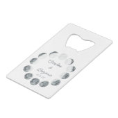 Personalisierter Mondphasen Weißes kosmisches Hoch Geldbeutel Flaschenöffner (Vorderseite Schrägansicht)