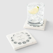 Personalisierter Mondphasen Weißes kosmisches Hoch Steinuntersetzer (Seitenansicht)