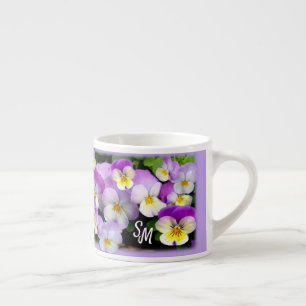Personalisierter Monogram Dainty Pansy Espresso Cu Espressotasse