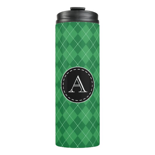 Personalisierter Monogram Green Travel Coffee Tumb Thermosbecher (Vorderseite)