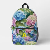 Personalisierter Monogram Hydrangea-Blume-Backpac Bedruckter Rucksack (Vorderseite)