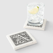 Personalisierter Monogram Letter A Wedday Steinuntersetzer (Seitenansicht)