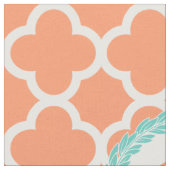 Personalisierter Monogram Letter Corner Peach Aqua Stoff (Nahaufnahme)