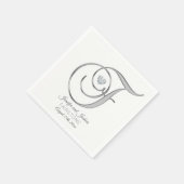 Personalisierter Monogram Letter F Silver Wedding Serviette (Ecke)
