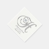 Personalisierter Monogram Letter H Silver Wedding Serviette (Ecke)