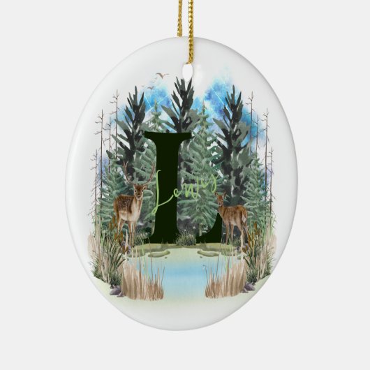 Personalisierter Monogram Letter L Keramik Ornament (Rechts)