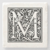Personalisierter Monogram Letter M Wedday Steinuntersetzer (Vorderseite)