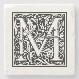 Personalisierter Monogram Letter M Wedday Steinuntersetzer