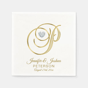 Personalisierter Monogram Letter P White Wedding Serviette
